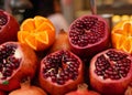 Pomegranate and orange are ready for juice extractor on the street in Istanbul Royalty Free Stock Photo