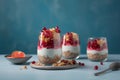 Pomegranate parfait dessert. Generate Ai