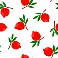 Pomegranate pattern cartoon flat design. Vector wallpaper Royalty Free Stock Photo