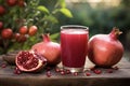 Pomegranate and pomegranate juice, fruit, drink and food