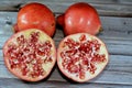 The pomegranate (Punica granatum), a fruit-bearing deciduous shrub in the family Lythraceae, subfamily Punicoideae