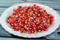 The pomegranate (Punica granatum), a fruit-bearing deciduous shrub in the family Lythraceae, subfamily Punicoideae