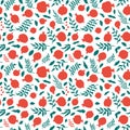Pomegranate seamless pattern with leaves Royalty Free Stock Photo