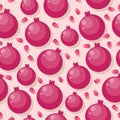 Pomegranate Seamless Pattern Vector in Flat Design. Royalty Free Stock Photo