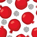 Pomegranate seamless pattern on white background. Royalty Free Stock Photo