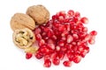 Pomegranate seed pile and nuts Royalty Free Stock Photo