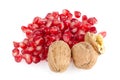 Pomegranate seed pile and nuts Royalty Free Stock Photo