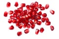 pomegranate seeds isolated on white background. top view. pomegranate berries. Royalty Free Stock Photo