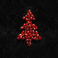Pomegranate seeds like a Christmas tree - postcard