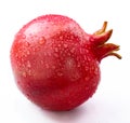 Pomegranate with slice and leaf isolated white background close up Royalty Free Stock Photo