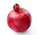 Pomegranate with slice and leaf isolated white background close up Royalty Free Stock Photo