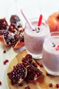 Pomegranate smoothie in glass Royalty Free Stock Photo