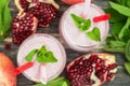 Pomegranate smoothie in glasses Royalty Free Stock Photo
