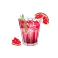 Pomegranate spritzer.Alcoholic cocktail with pomegranate, rosemary, champagne. Royalty Free Stock Photo