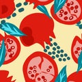 Pomegranate stylized fruit pattern