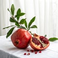 Pomegranate on table isolated on transparent background Royalty Free Stock Photo