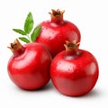 Eye-catching Realistic Rendering Of Three Pomegranates On White Background Royalty Free Stock Photo
