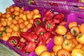 Pomegranates peppers and oranges Royalty Free Stock Photo