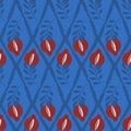 Pomegranates rhombus seamless pattern. Fruit geometric continuous ornament. Vector hand drawn illustration
