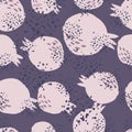 Pomegranates wallpaper in Scandinavian style on grunge background. Creative pomegranate fruit seamless pattern Royalty Free Stock Photo