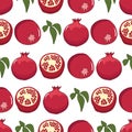 Pomegrante fruit seamless pattern illustration Royalty Free Stock Photo