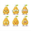 Pomelo cartoon in character with sad expression