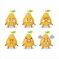 Pomelo cartoon character with various angry expressions