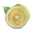 Pomelo citrus fruit with leaves an isolated on white background. Clipping path. Royalty Free Stock Photo