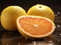 Pomelo Fruit Halves Isolated on White, Big Yellow Grapefruit Cut, Healthy Diet Pummelo, Whole Pomelo