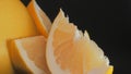 Pomelo fruit, orange lith pulp rotating closeup