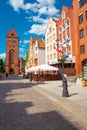 Pomerania Stary Rynek Street is center of Old Town, with rebuilt tenement houses. Elblag. Poland