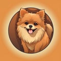 Pomeranian Dog Logo: Flat Vector Cartoon Mascot Illustration