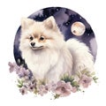Pomeranian dog Watercolor Generative Ai