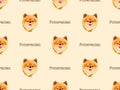 Pomeranian seamless pattern on yellow background. Pixel style Royalty Free Stock Photo