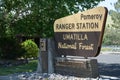 Pomeroy Ranger Station sign at Umatilla National Forest