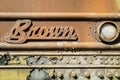 Detail of the lettering on a Brown semi trailer in Pomeroy, Washington, USA