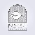 Pomfret fish seafood restaurant logo vector illustration design fresh fish market Royalty Free Stock Photo