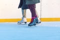 PomiechÃÂ³wek, Poland - January 9, 2022: Ice rink and skates, sport and leisure in the city. Active leisure during the winter