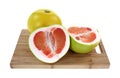 Pommello Fruit Whole Sliced Cutting Board Royalty Free Stock Photo