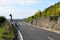 Pommern, Germany - 10 21 2020: curvy road at autumn vineyards