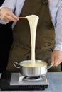 Pommes Aligot, Stretchy dish mixed with cheese Tomme fraÃÂ®che de l`Aubrac and mashed potatoes