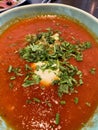 Pomodori tomato soup with basil Royalty Free Stock Photo