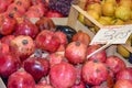 Pomogranates on display at a farmers market in Italy