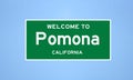 Pomona, California city limit sign. Town sign from the USA.