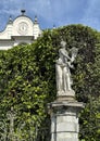 Pomona, one of 12 statues of mythical divinities and allegorical figures on the front of the Italian garden of Villa Carlotta. Royalty Free Stock Photo