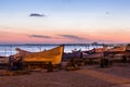 Pomorie, Bulgaria boats panorama, sunset