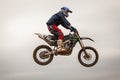 POMORIE, BULGARIA - MARCH 24: 2013 - Motorbike in flight, bike jump