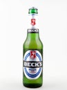 Pomorie, Bulgaria - October 03, 2017: Becks beer isolated on white background. Becks brewery was founded in 1873 in