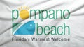 Pompano Beach of Florida of United States flag background