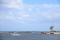 Boats Passing Entrance to Atlantic Ocean Royalty Free Stock Photo